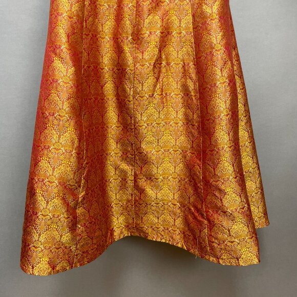 Vintage Y2K Strapless Dress Iridescent Red Gold Ribbon Bow Tie Belt Small A-Line - Picture 6 of 14